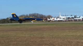 Blue Angel 5 F/A-18A Legacy Hornet Landing at Hickory Regional Airport, Hickory NC