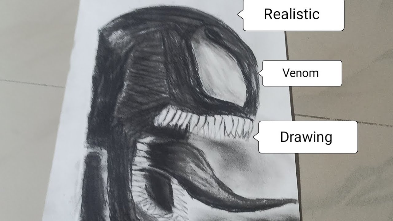 Realistic venom drawing, portrait sketch, realistic drawings sketches, realistic venom drawing☠️💯