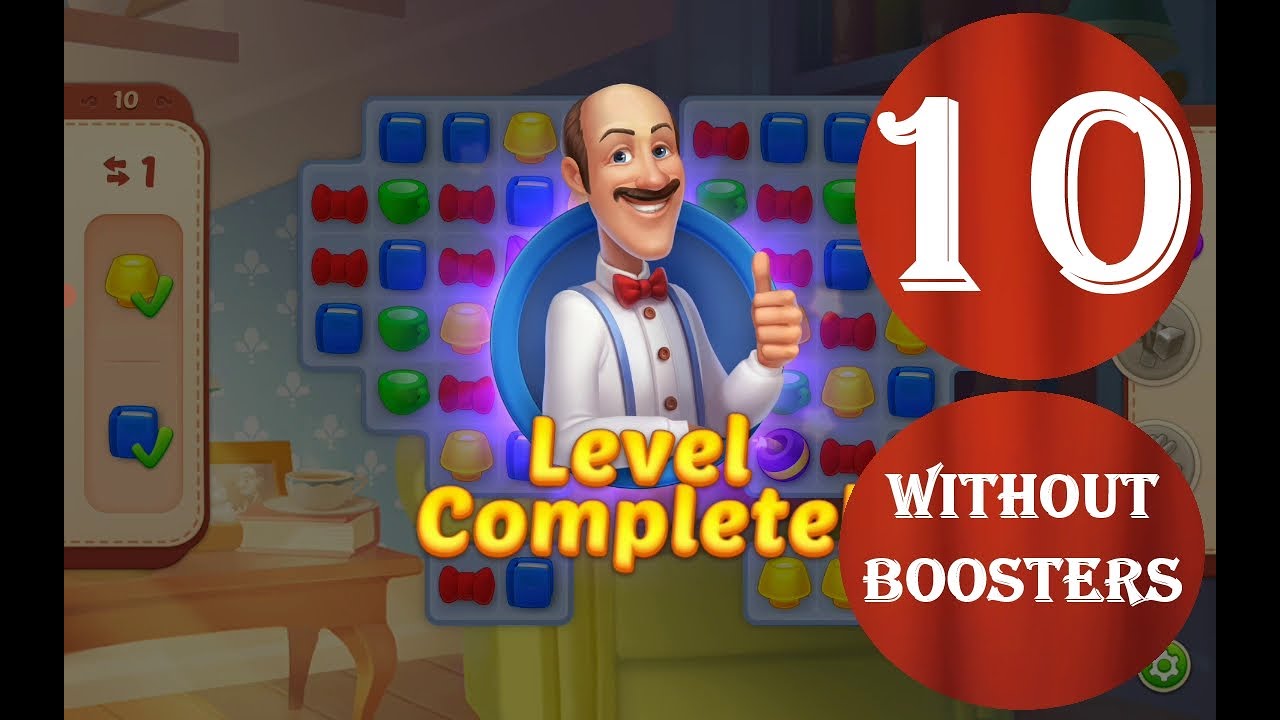 HomescapesLevel 10 - [14 moves] [2022] [HD] solution of Level 10 Homescapes[No Boosters]