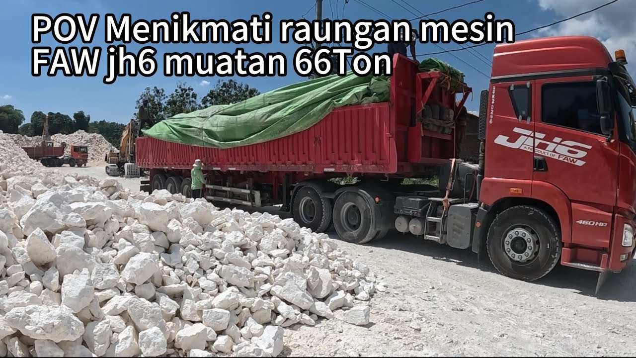 POV  perjalanan ke barat muat batu putih Rembang - Serang Banten ❗ASMR suara mesin fawjh6 muatan 66T