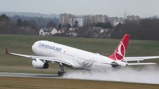Turkish Airlines Airbus A330-300 BIG SPRAY Departure Birmingham Airport BHX