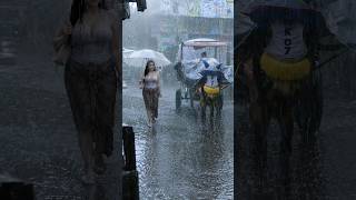 HEAVY STORM RAIN 🌧️ | People Struggle Through the Flood #rain #rainoundforsleep #rainsounds #storm