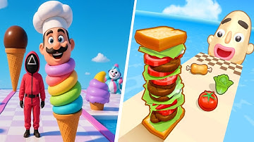 Sandwich Run 🆚 Stacky Ice Cream Runner🧿🌺🌈Walkthrough Android IOS 2025 New Update Gameplay 777787