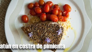 Receta con steak de atún