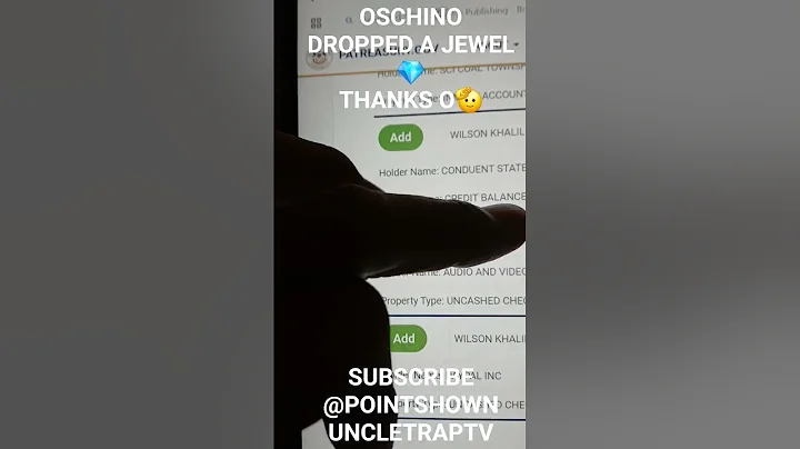 OSCHINO DROPPED JEWELS💎 PATREASURY.GOV  FOR UNCLAIMED MONEY 💰 SUBSCRIBE @POINTSHOWNUNCLETRAPTV