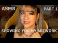 ASMR Showing You My Artwork💗✨ Paper Sounds📝 Soft Spoken🎤 Nostalgia 💾 Childhood Pics 👧k