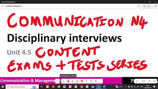 Communication and Management Communication N4 Module 4 Disciplinary Interview