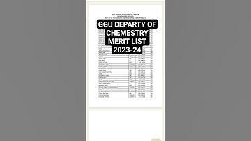 GGU MERIT LIST NEW UPDATE | DEPARTMENTS  OF CHEMESTRY AND RURAL TECHNOLOGY|
