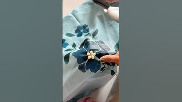 Handpainted Saree 🩵✨ #handpainted #fabricpainting #fabric #diyprojects #saree