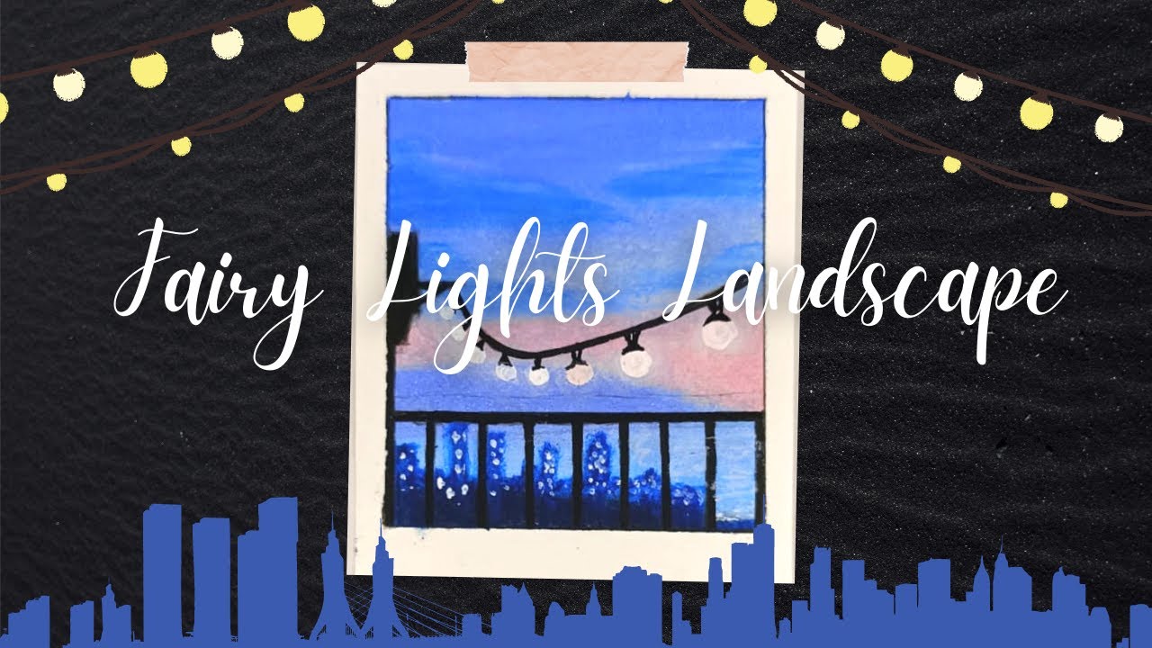 Easy Fairy Lights Polaroid Drawing Oil pastel drawing for Beginners