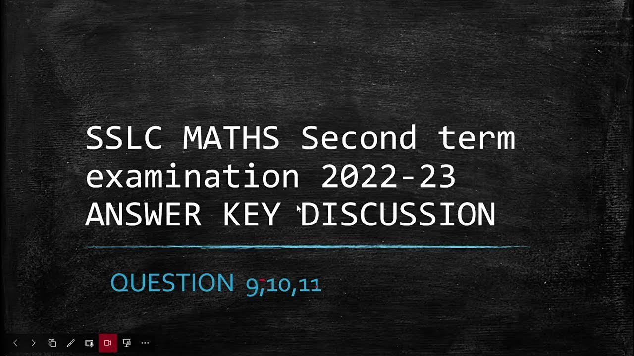 SSLC 202223 SECOND TERM EXAMINATION ANSWER KEY QUESTION 9,10,11sslc 