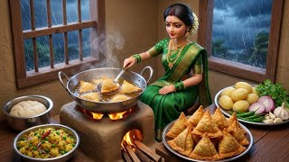Miniature Doll Crispy Samosa Cooking Recipe ASMR | Indian Village Tiny Kitchen Story.