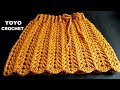 كروشية جيبة / تنورة روعة بغرزة الصدفة المجسمة  - ولاى مقاس- How to crochet skirt #يويو كروشية