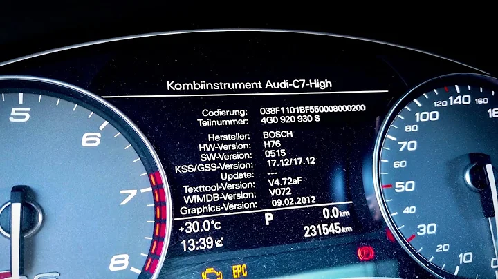 Audi A6 C7 (4G) instrument cluster hidden screen