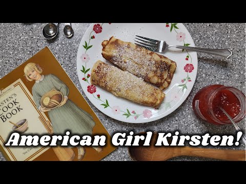American Girl Kirsten's Cookbook! Swedish Pancakes with Strawberry Rhubarb  Jam! 