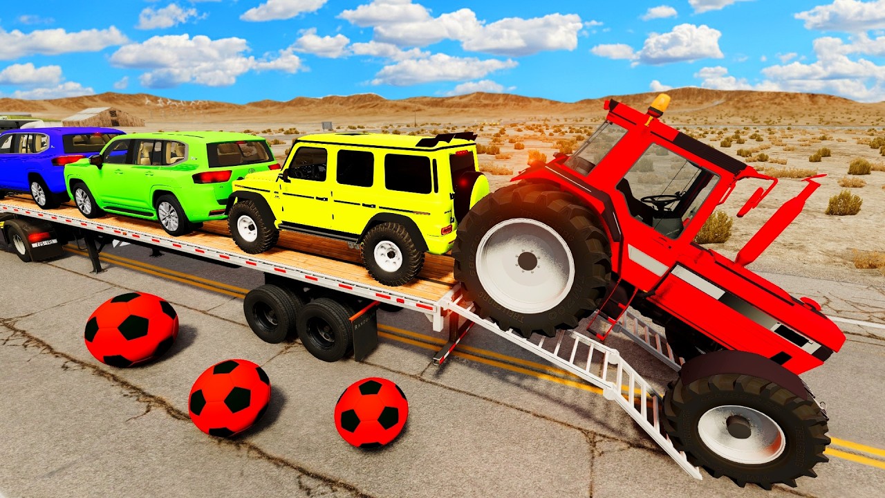 Flatbed Truck Mcqueen | Transportation with Truck - Pothole vs Car #24
