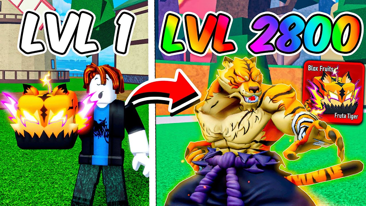 UPEI DO 1 AO 2800 COM A TIGER no BLOX FRUITS!!