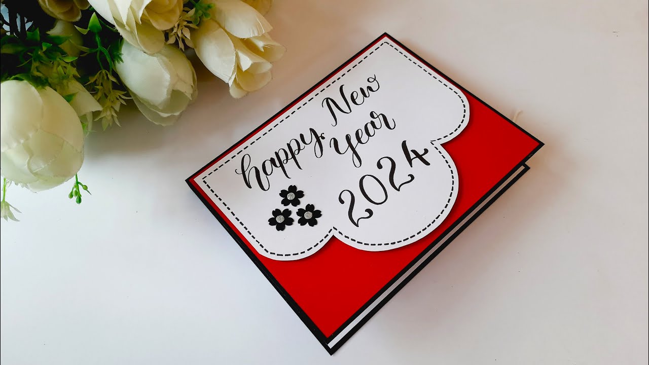 Beautiful New Year Greeting Card 2024 | Handmade New Year Card | Easy ...