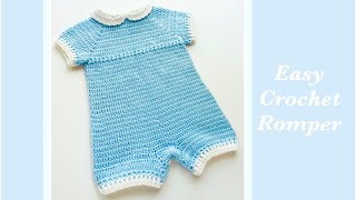  Easy crochet baby romper with Peter Pan collar VARIOUS SIZES