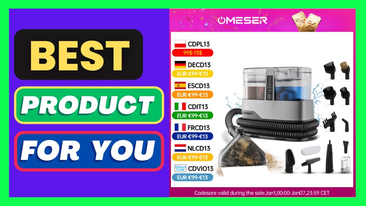 OMESER 1800W 17KPa Steam Carpet Cleaner Machine 13 IN 1