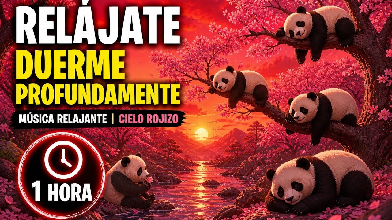 🐼 Música Relajante para Dormir | 1 HORA de Paz 🌸 Cielo Rojizo - YouTube