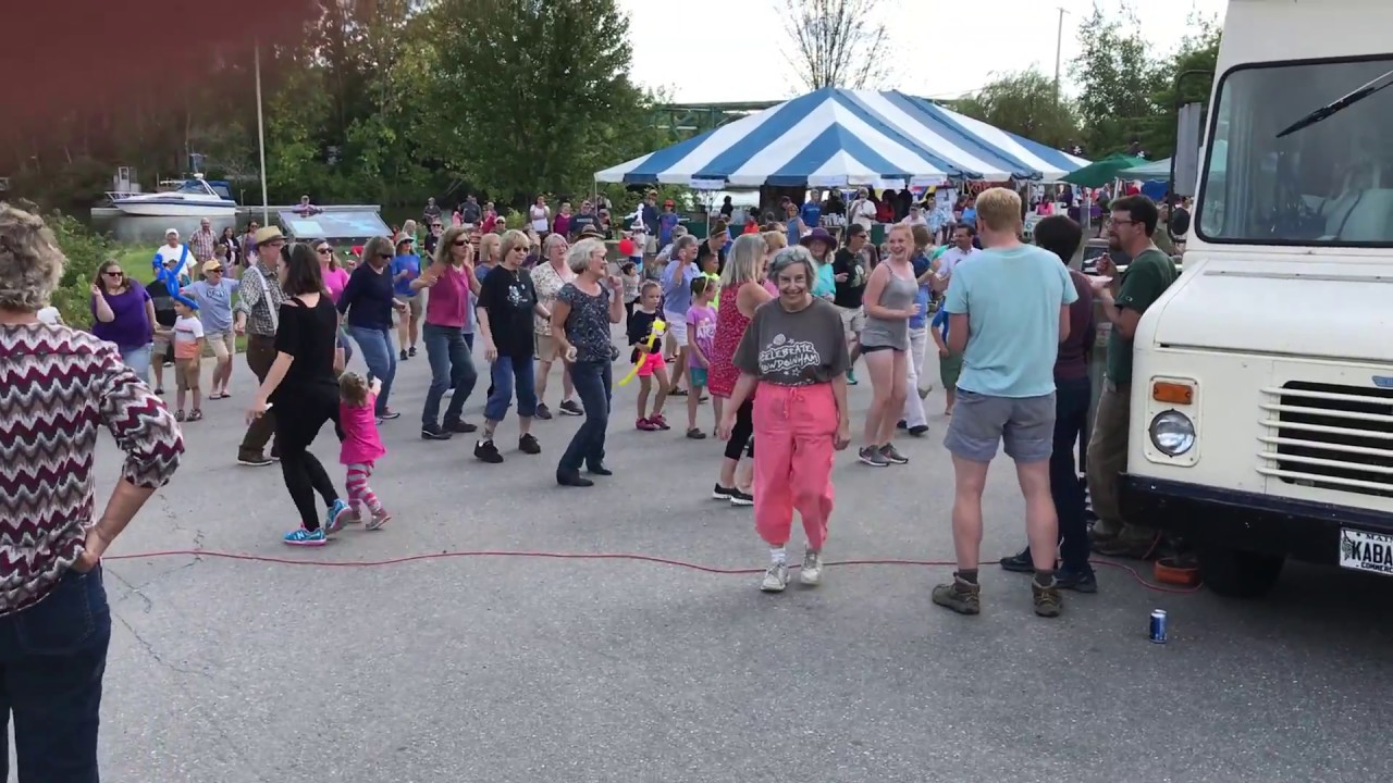 Celebrate Bowdoinham Maine Day, Cupid Shuffle line dance "flash mob