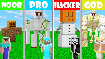 Minecraft NOOB vs PRO vs HACKER vs GOD GOLEM STATUE HOUSE BUILD CHALLENGE in Minecraft Animation