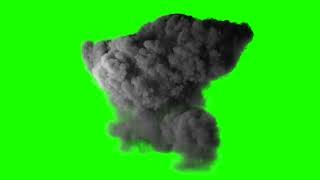 Realistic Fireball Explosion with Huge Smoke Blast 3d Animation Isolated on Green Screen