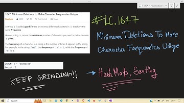 LeetCode | 1647. Minimum Deletions to Make Character Frequencies Unique | HashTable | HashMap