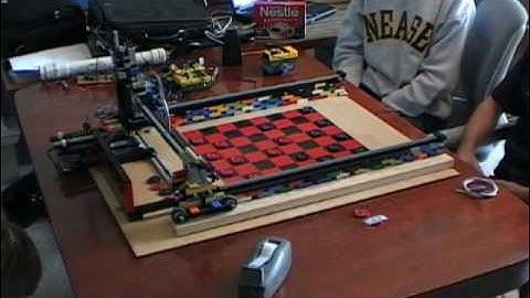 Big Red Checkers Playing Robot