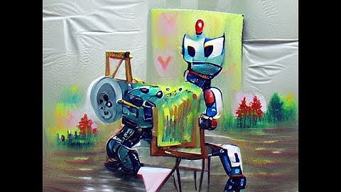 A.I. created art. A robot painting time lapse