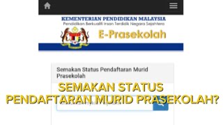 semakan status pendaftaran murid e-prasekolah?