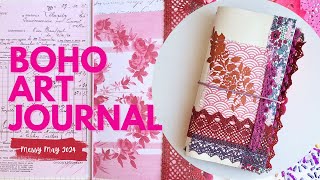 Creating a Boho Art Journal from a Traveler's Notebook | Messy May 2024 Challenge