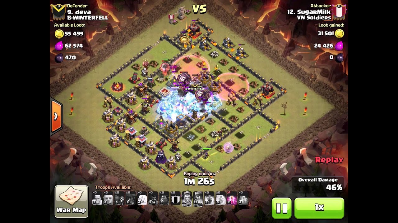 3 Stars Hall 10 (Max Def, Queen 40) By Low level Walking Queen - Clash of Clan