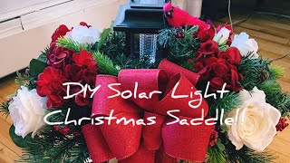 How to DIY Headstone Saddle!! Easy & Budget Friendly! Christmas Saddle with Solar Light!!
