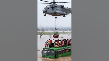 Unbelievable Helicopter Rescue! People airlifted from Flooded Bus 😱🚐🛟#shorts #bus #floods #ai