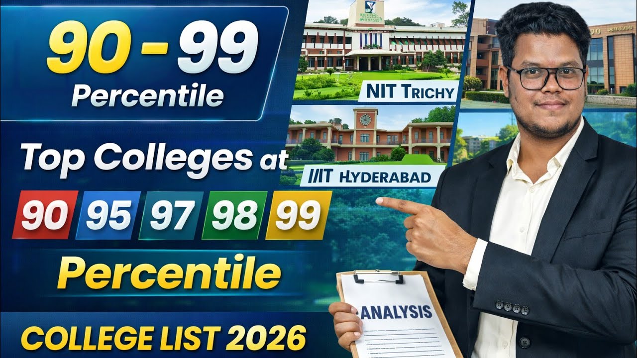 JEE Main 2026 Top Colleges at 90, 95, 97, 98, 99 Percentile | Marks vs ...