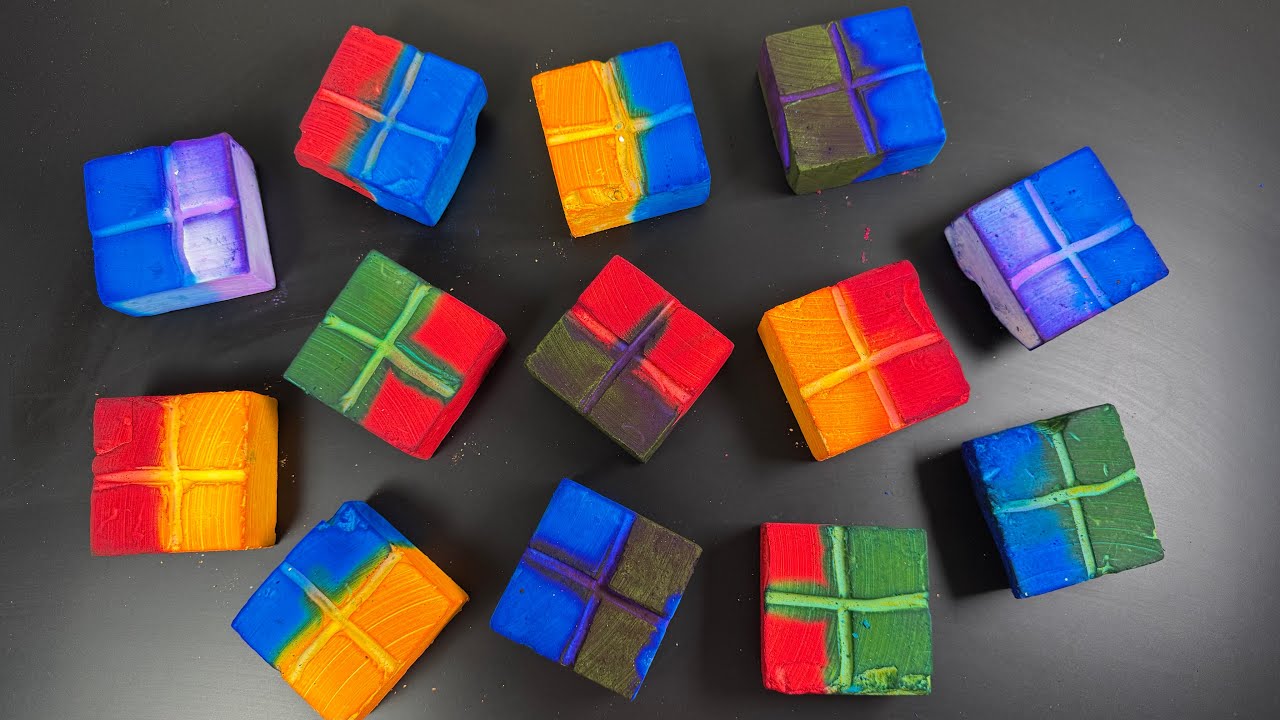 13 Blocks of Dyed Gholibn Gym Chalk | SATISFYING ASMR 