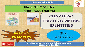 Trigonometric Identities | Examples | Part - 2 | Chapter 7 | Maths | Class 10 | RD Sharma