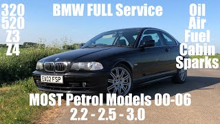 FULL Service BMW 320i 325i 330i E46 2.2 Spark Plugs Coils Oil Air Fuel Cabin Filter How To DIY 3