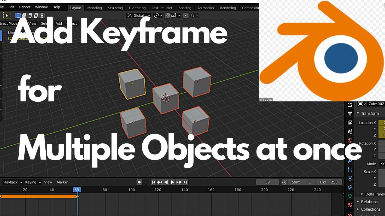 Multiple objects. Keyframe. Insert Keyframe menu Blender как открыть. Keyframes.