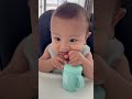 Aj drinking water from the straw for the first time 😍😆#baby #cutebaby #cute