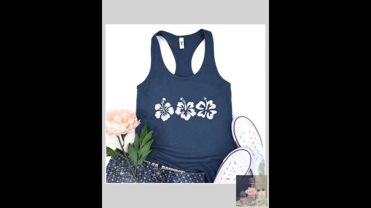 Floral Tank Hibiscus Flower Tank Hibiscus Tank Hibiscus Shirt Summer Tanks Womens Tank Womens Tan...