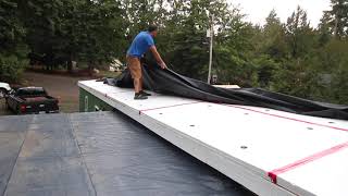 Halloween Update Installing EPDM Roofing Membrane on the Old Single Wide Mobile Home Build