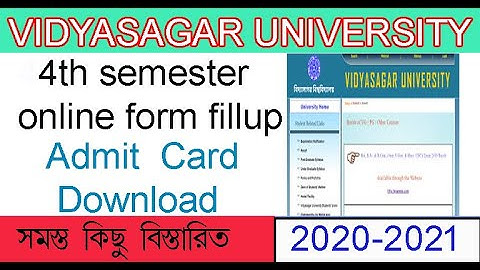 Vidyasagar University 4th semester form fill up. How to fill application form 4th sem, Details