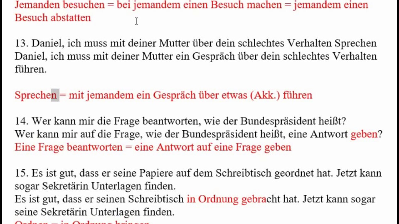 Nomen Verben Verbindungen C1 Lektion 366-D (Nomen-Verb-Verbindungen) C1 - YouTube