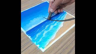 Seascape Drawing with Oil Pastel #shorts #drawing #howtodraw
