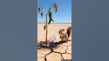 Squirrel watered the red chilli plant and saved it from drying up 😭 #ai​ #tree​ #save​ #watering​