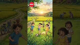 Childhood Summer | Kids Playing Soccer at Sunset | Peaceful Ghibli Healing Vibes #healing #cozylife