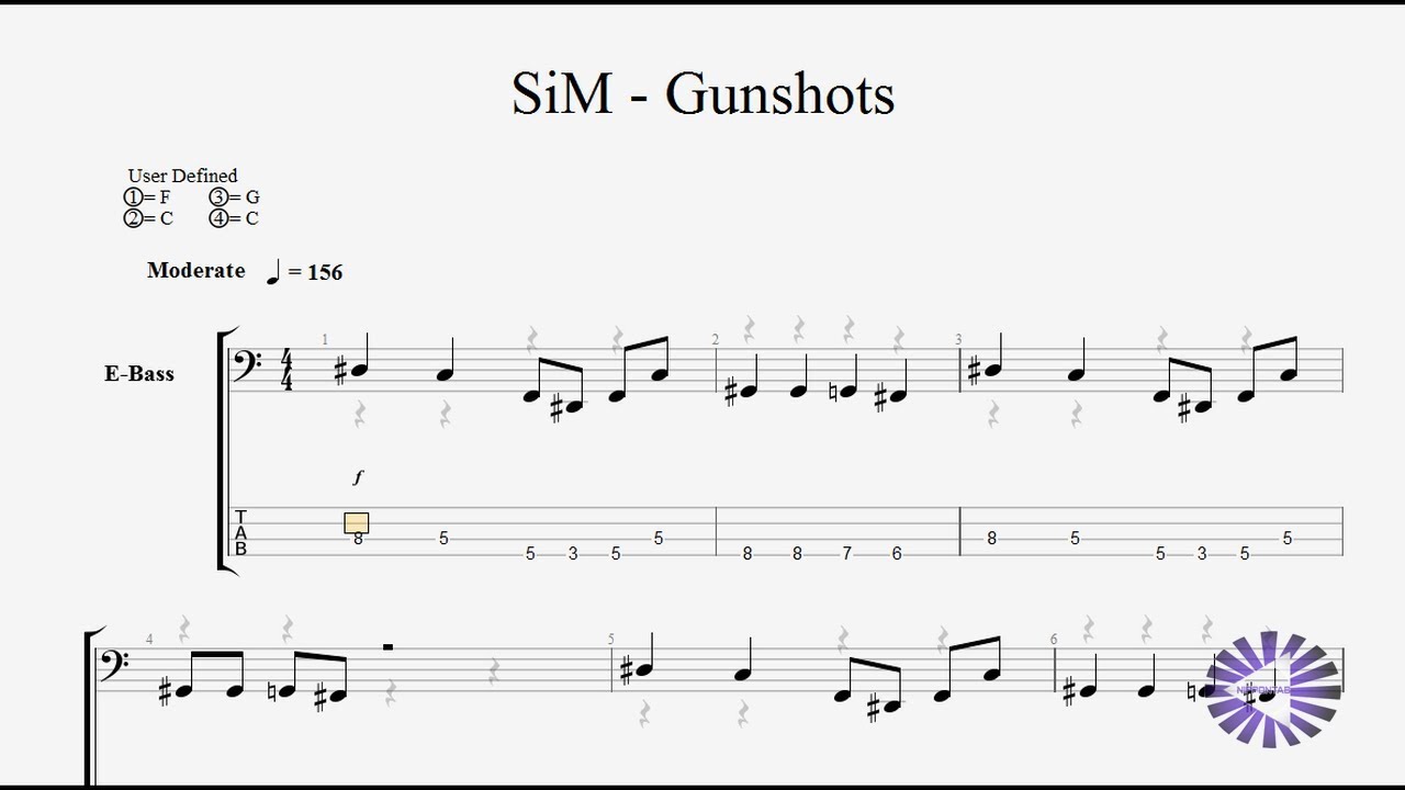 Bass Gunshots ベースtab譜 Sim By Nippontab Youtube